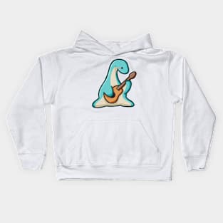 Dino playing guitar, dinosaur Kids Hoodie